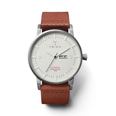 Unisex watch with white dial and brown leather strap klst101dc010212
